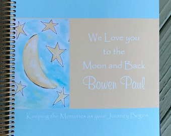 Love You to the Moon and Back Baby Memory Book | Spiral Bound Cover | Personalized Cover Baby Keepsake Book | Baby Shower Gift