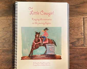 Little Barrel Racer Cowgirl Baby Memory Book | Spiral Bound Personalized Baby Book | Cowgirl Keepsakes | Barrel Racer Memory Book