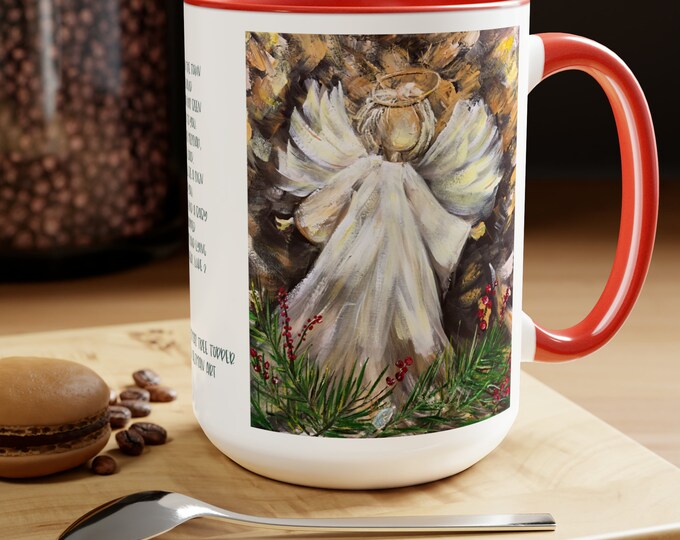 Angel A Top the Christmas Tree Design Coffee and Cocoa Mugs, 15oz