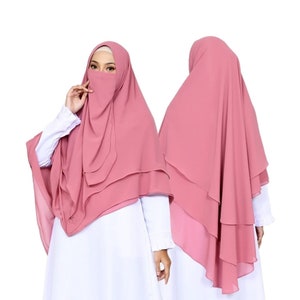 Beautiful Instant Khimar with Niqab Three Layers - Indonesian Local Production