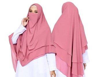 Instant Khimar Niqab – Premium Ceruty Babydoll, tre lager