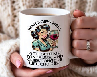 Rolig vinmugg: Humoristisk present till mammor