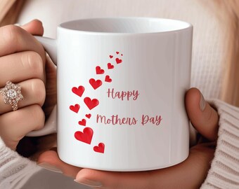 Glad mors dag-mugg, kaffekopp med hjärtdesign, present till mammor, söt mors dag-present, röd hjärtmugg, presentidéer till mors dag