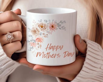 Glad mors dag-mugg, kaffekopp med blommönster, present till mammor, söt mors dag-present, blommig mugg, presentidéer till mors dag, vårdekor