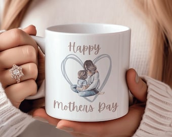 Glad mors dag-mugg, kaffekopp med hjärtdesign, present till mammor, söt mors dag-present, hjärtmugg, presentidéer till mors dag, hjärtevärmande present