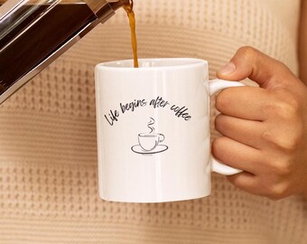 Livet börjar efter kaffemugg: Rolig present, 30 cl keramik