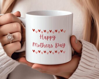 Glad mors dag-mugg, kaffekopp med hjärtdesign, present till mammor, söt mors dag-present, röd hjärtmugg, presentidéer till mors dag