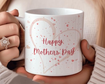 Glad mors dag-mugg, kaffekopp med hjärtdesign, present till mammor, söt mors dag-present, röd hjärtmugg, presentidéer till mors dag