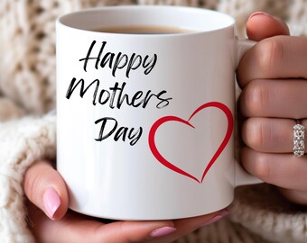 Glad mors dag-mugg: Kaffekopp med rött hjärta, present till mamma
