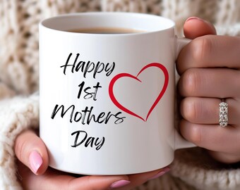Mors dag-mugg för första gången: Kaffekopp med hjärtmotiv, present till nybliven mamma