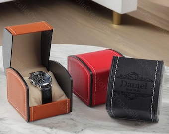 Customized PU Leather Watch Box, Engraved Watch Storage Box, Personalized Watch Box, Travel Accessory Box, Men's Christmas Gift