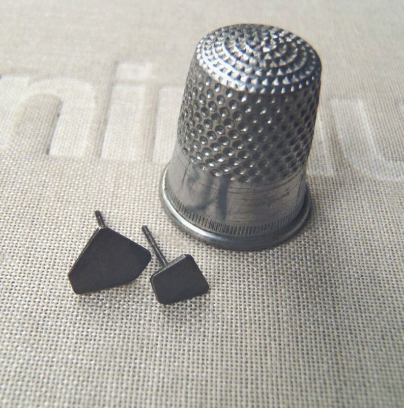 Micro geometric mismatched earrings Tiny earrings modern and minimalist Men's earrings asymmetric design for contemporary jewelry fans image 8