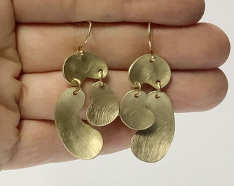 Emilie Brass Dangle Minimal Chandelier Earrings |  Contemporary Aesthetic Earrings  | Abstract Modern Jewelry | Mobile Earrings for Everyday