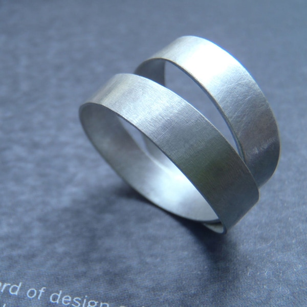 Statement Sober Double Band Ring - Cool Minimalist Wrap Ring for Modern Jewelry Lovers - Male and Women Everyday Jewelry