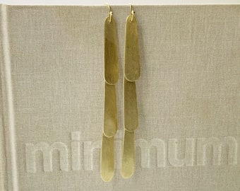 Lena Extra Large Cascading Earrings in Satin Brass - Abstract Artisan Crafted Oversized Earrings - Contemporary Jewelry Aesthetic Earrings