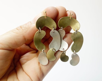 Patricia Chandelier Earrings cool minimalist metal mix | Aesthetic earrings for a date or a ladies night | Big earrings for girlfriend gift