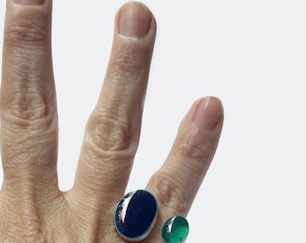 Handmade Sterling Silver Eco-Resin Open Ring: Minimalist Design