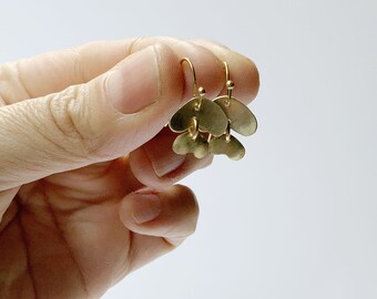 Emma tiny dangling cute earrings, dainty & modern  | Small aesthetic earrings, cool contemporary jewelry, trendy brass minimalist earrings