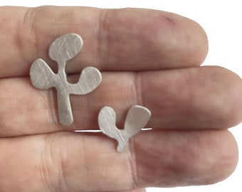 Small mismatched earrings a spring jewelry gift | Cool earrings a fun botanical earrings design | Cute plant earrings or spring earrings