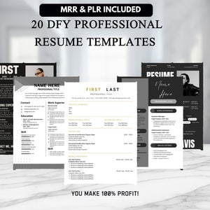 PLR Resume Template Bundle | 20 Professional Designs