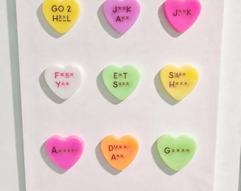 Bitter Sweetheart No. 04, Profanity Candy Heart Art, Resin Heart Wall Sculpture, Contemporary Pop Art, 20x17 Made to Order