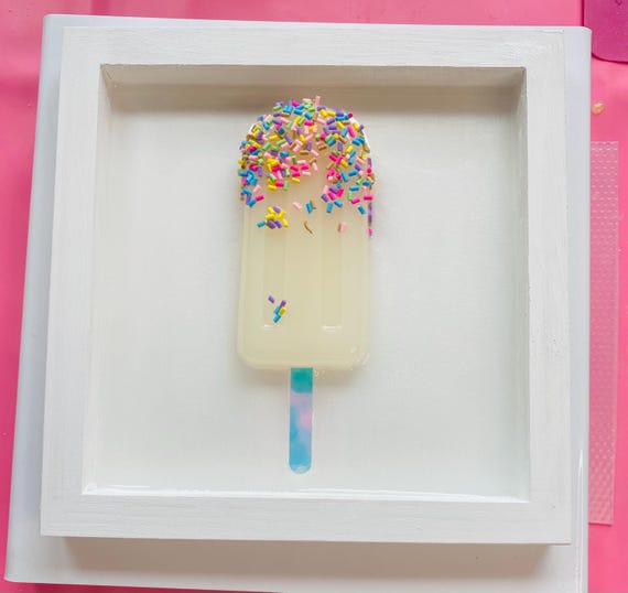 Unmelt No. 04 – 8x10 Shadow Box Resin Popsicle | Sculptural Wall Art | Minimal Contemporary Dessert Art