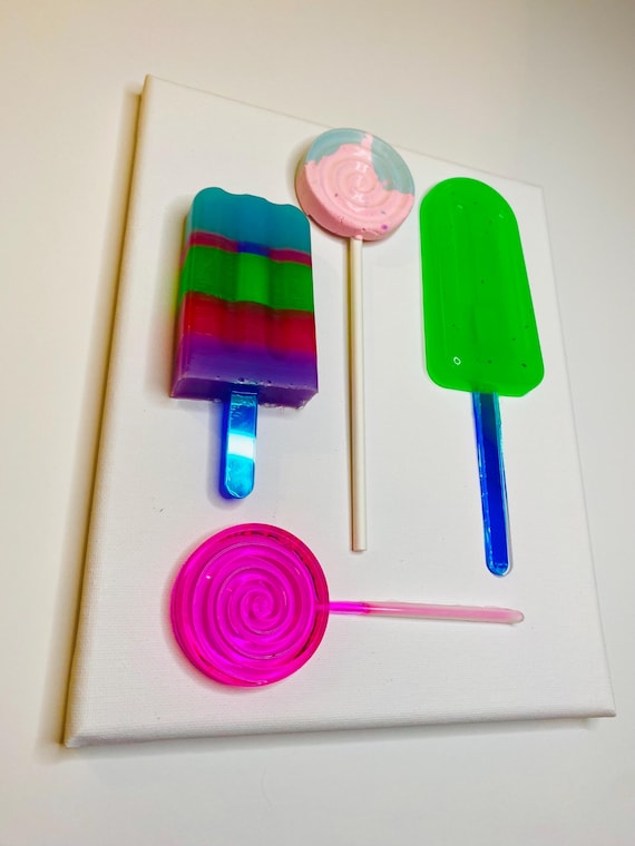 Sweet Treat Resin Popsicle Art Shadow Box, Colorful Ice Cream Art, Gemstone Wall Art, Cute Birthday Gift