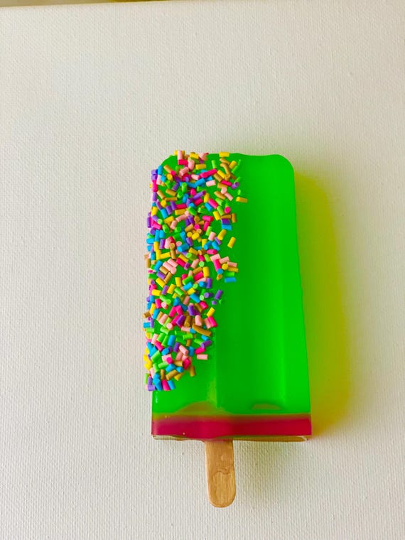Green Popsicle Resin Wall Art, Sprinkles Print, Unique Summer Decor, Ice Cream Art, Sweet Treat