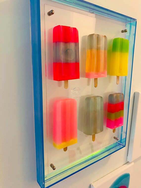 Sweet Treat Resin Popsicle Art, Colorful Ice Cream Wall Art, Candy Art Print, Kids Room Decor,