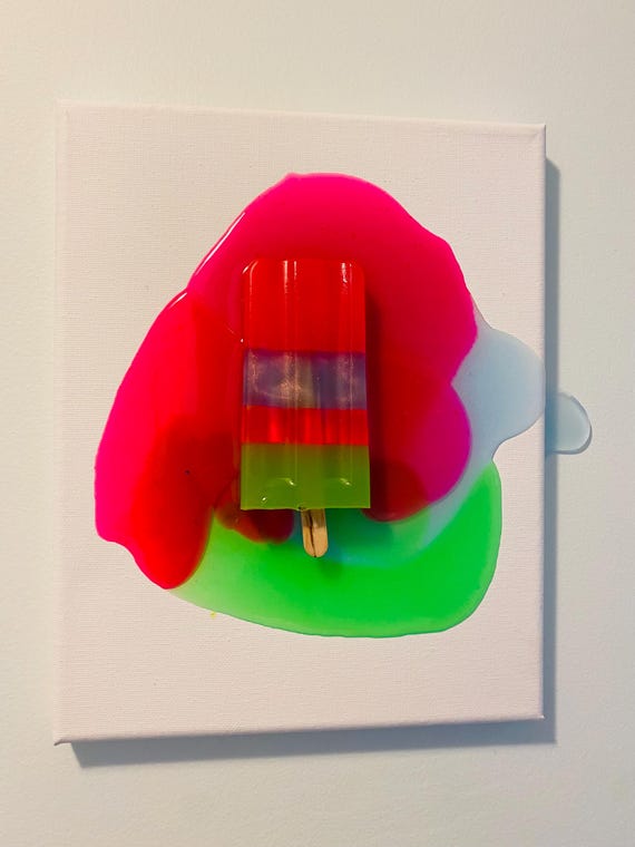Lush Melt No. 03 — Melting Ice Pop Resin Sculpture, Colorful 3D Pop Art Wall Art