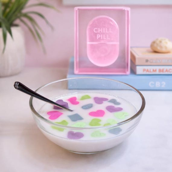 Bitter Sweetheart No. 05, Resin Cereal Sculpture, Conversation Candy Heart Art, Pop Art Food Sculpture, Contemporary Art Object