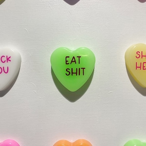 Bitter Sweetheart No. 04, Profanity Candy Heart Art, Resin Heart Wall Sculpture, Contemporary Pop Art, 20x17 Made to Order image 5