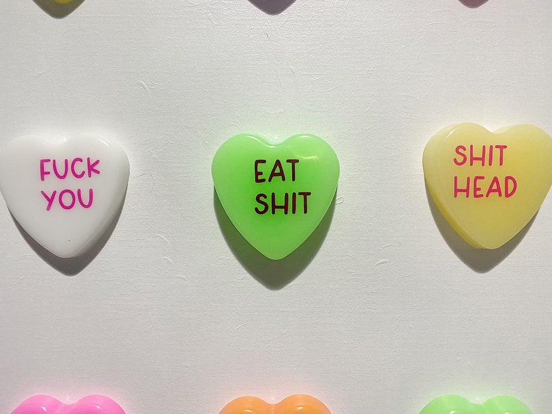 Bitter Sweetheart No. 04, Profanity Candy Heart Art, Resin Heart Wall Sculpture, Contemporary Pop Art, 20x17 Made to Order image 5
