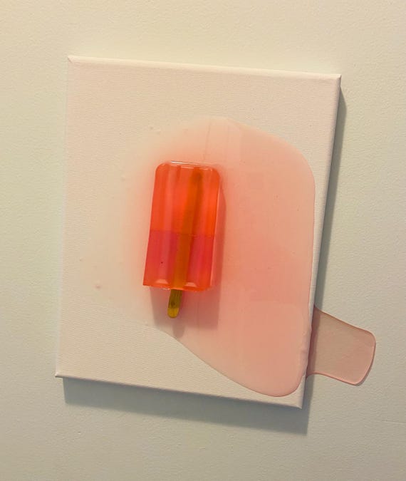 Melting Popsicle Resin Art, Handmade Home Decor, Colorful Ice Cream Sculpture, Candy Party Decor, Modern Art