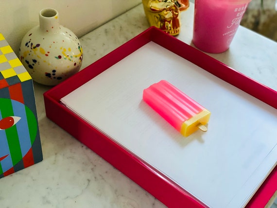 Pop Art Resin Paperweight, Colorful Visual Candy Office Decor, Unique Statement Art, Custom Ombre Desk Accessory