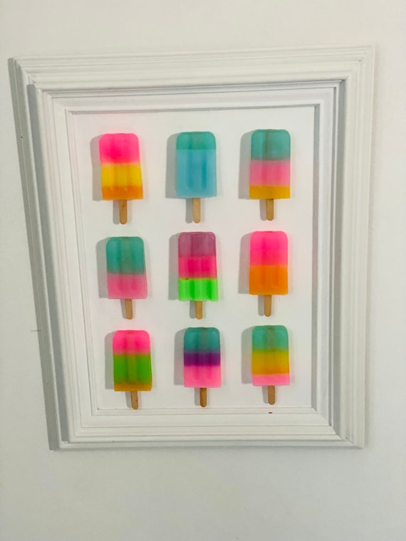 Colorful Resin Popsicle Art, Handmade Ice Cream Wall Decor, Food Art, Dopamine Decor, Polymer Clay Craft Supplies