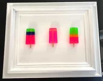 Unmelt No. 13, 11x14 Framed Resin Ice Pop Wall Sculpture, Contemporary Color Grid Art