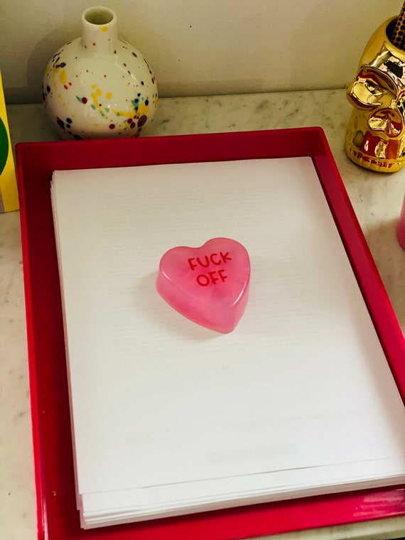 Resin Pop Art Heart Paperweight, Colorful Candy Art Decor, Desk Statement Piece, Unique Visual Art, Office Supply