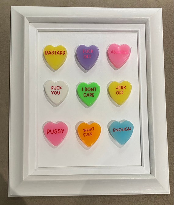 Bitter Sweetheart , Wall Art, Visual Art, Food Art, Colorful Art, Unique Art, Candy Art, Statement Art, Conversation Hearts
