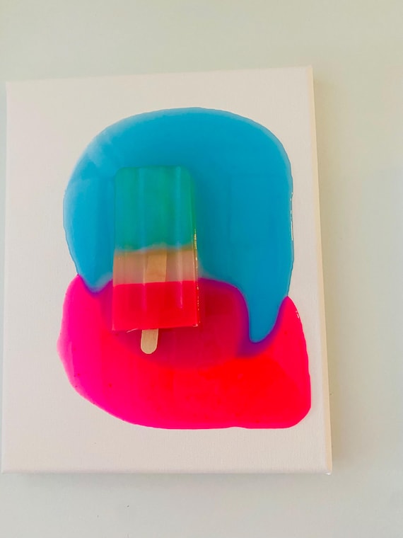 Colorful Popsicle Resin Art, Handmade Ice Cream Decor, Unique Modern Home Art, Gift for Art Lovers