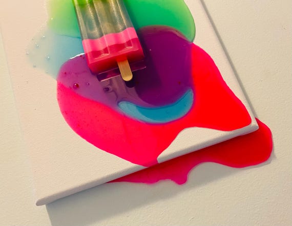 Melting Popsicle Resin Art, Handmade Home Decor, Colorful Ice Cream Art, Candy Art, Pretty Melts, Modern Art