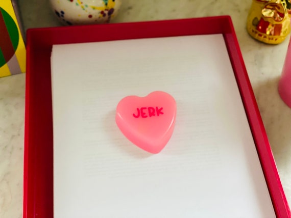 Conversation Hearts Glass Paperweight, Heart Mosaic Art, Unique Desk Decor, Colorful Statement Art, Galentine's Day Gift