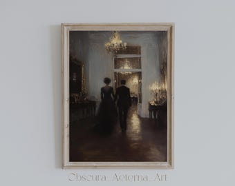 Dark Academia Ballroom Print: Vintage Couple Art (Digital Download)