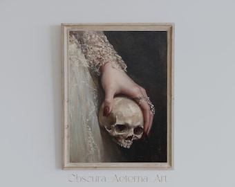 Skull Art Print: Dark Academia Gothic Decor (Digital Download)