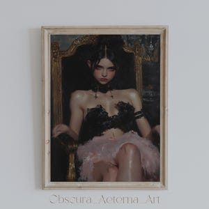 Enigmatic Elegance | Dark Academia Portrait, Gothic Art Printable, Mysterious Aesthetic Digital Download