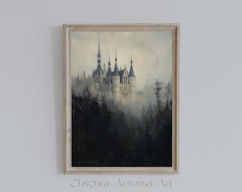 Gothic Burg Schloss Art Print: Dark Academia Wand Dekoration (Digitaler Download)