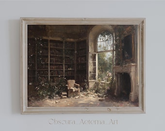 Dark Academia Library Print: Vintage Book Nook Wall Art (Digital Download)