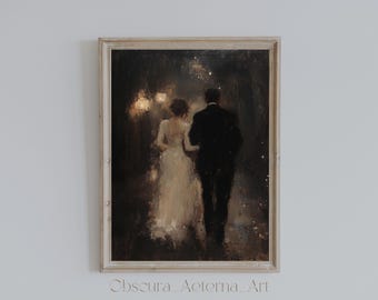 Dark Academia Couple Print, Victorian Gothic Wall Art, Romantic Printable, Digital Download