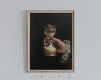 Hourglass Art Print: Dark Academia Antique Sand Timer (Digital Download)