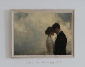 Romantic Couple Art Print, Dark Academia Gothic Vintage Wall Art (Digital Download)